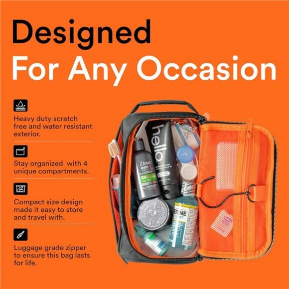 Mens hanging toiletry bag travel dopp kit waterproof shaving cosmetic organizer - Picture 6 of 7